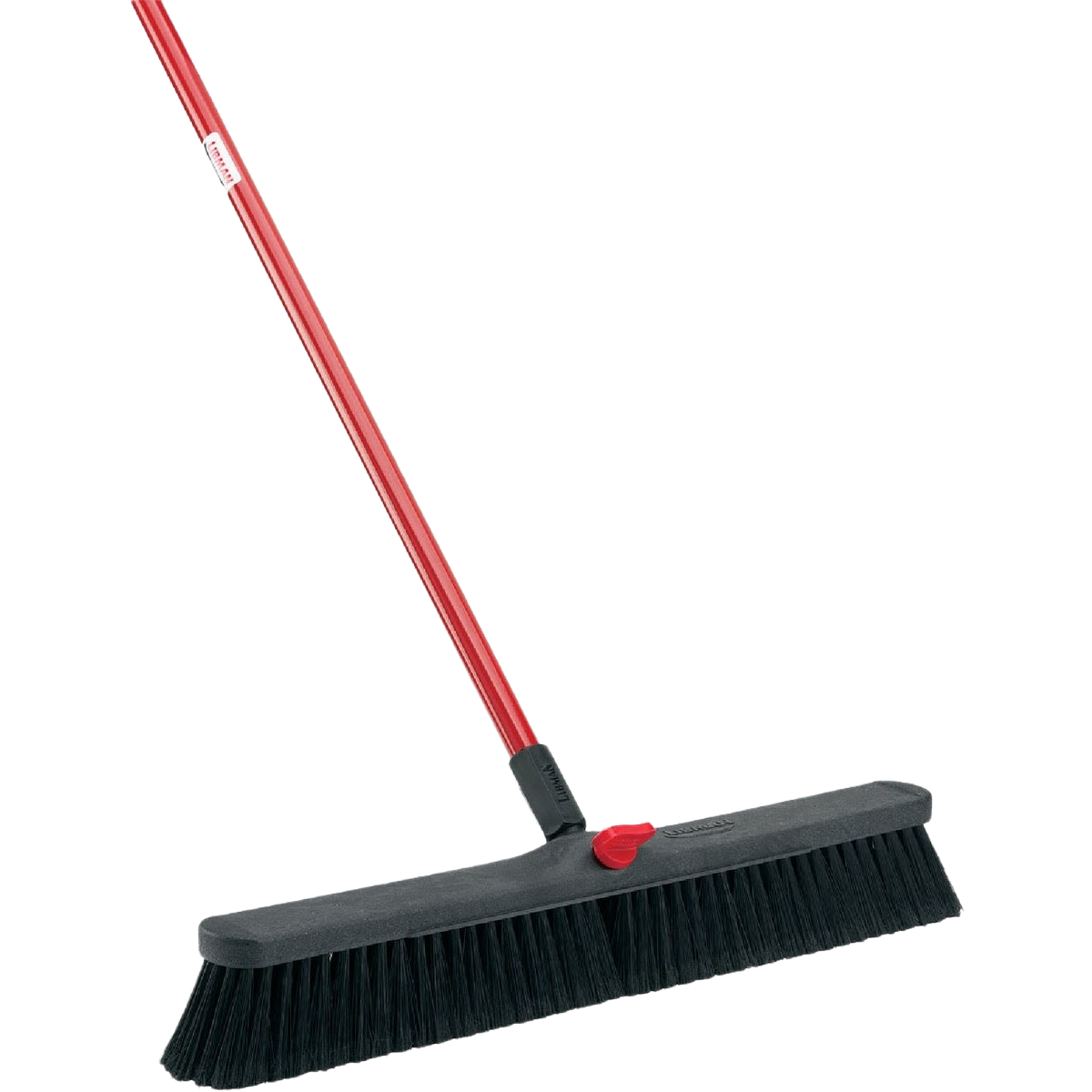 Push broom with steel handle and soft polymer bristles for smooth floors in cleaning tools and home improvement collections