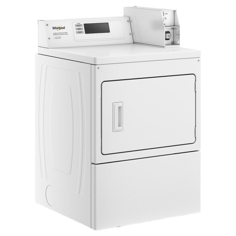 White commercial electric dryer featuring a factory-installed coin drop and coin box from Electric Dryers collection