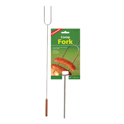 Chrome-plated steel camp fork with wooden handle for grilling, part of outdoor living and grill accessories collections under $50