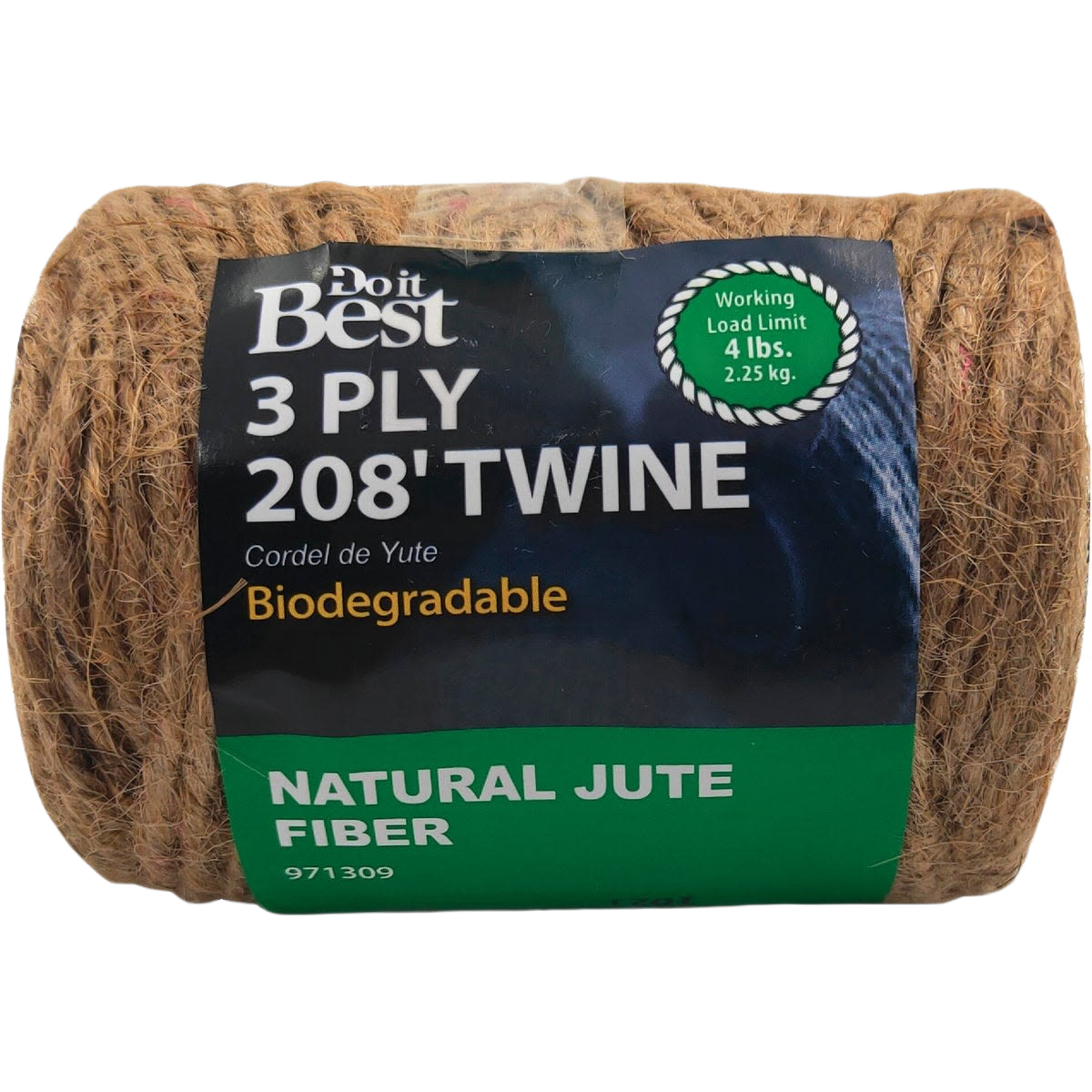Coiled natural brown jute fiber twine with biodegradable properties for tools and home improvement tasks
