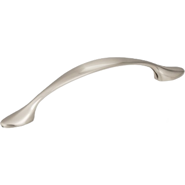Satin nickel cabinet pull with smooth curved design, part of Hardware and Furniture Accessories collections for home improvement.