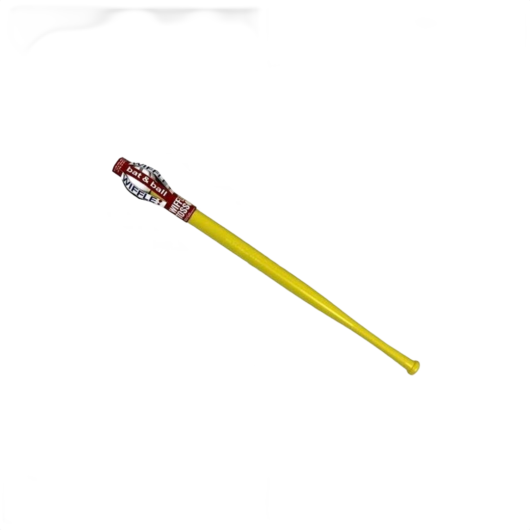 Yellow plastic wiffle ball bat with red and white label, part of outdoor games and toys under $50 collection