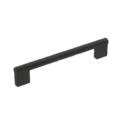 Matte black cabinet pull with 6-5/16 inch center-to-center mount for furniture hardware and home improvement collections