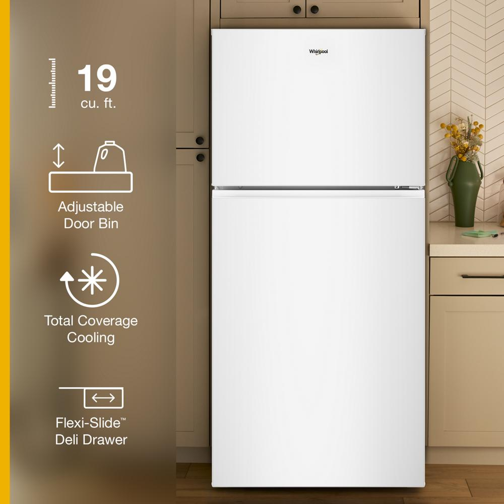Whirlpool® 30-inch Wide Top Freezer Refrigerator with Total Coverage Cooling- 19 Cu. Ft.