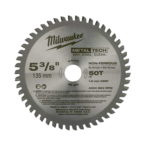 Milwaukee 5-3/8 inch 50-tooth metal cutting circular saw blade for power tool accessories and home improvement