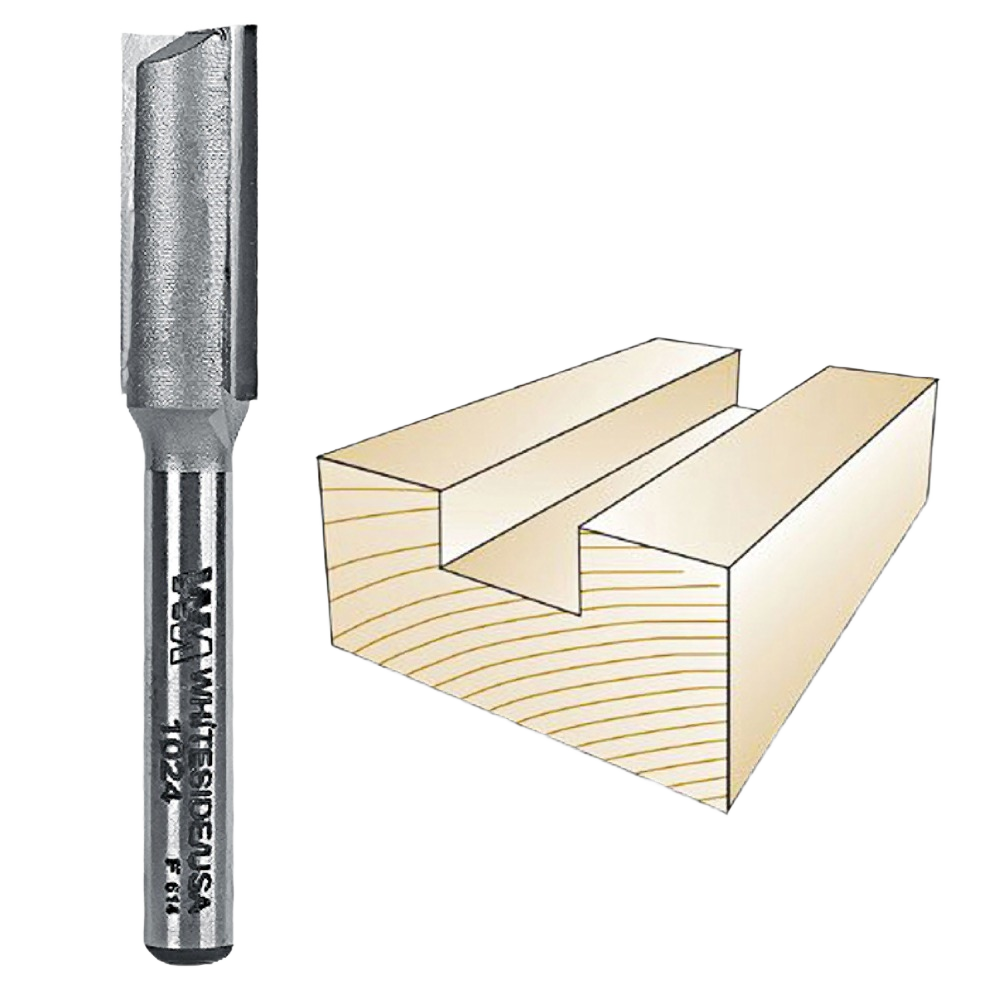 Carbide-tipped straight router bit for woodworking grooves, dados, and joint making in power tool accessories under $50