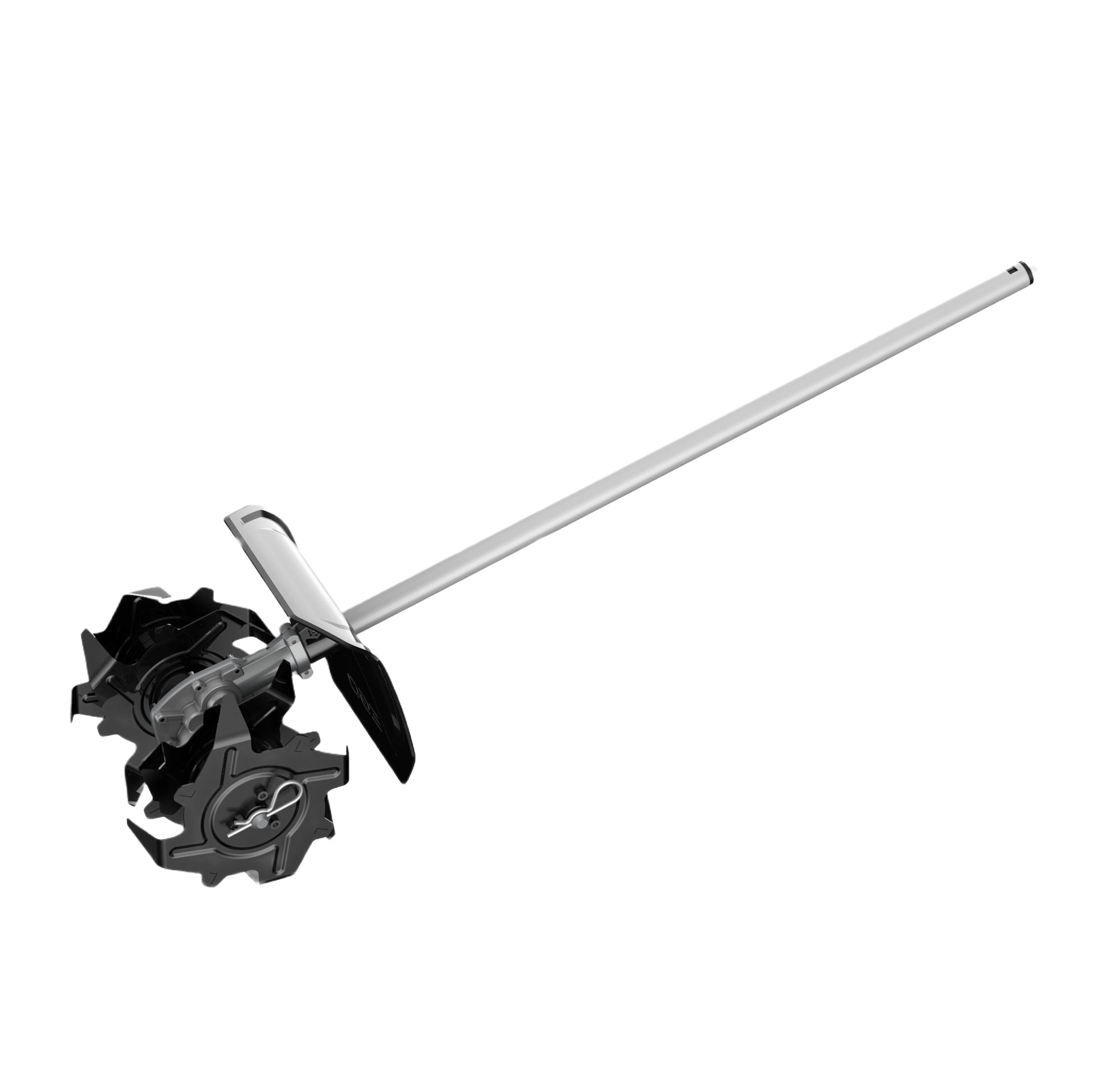 Metal cultivator attachment with durable tines and long shaft for gardening in outdoor power equipment collections