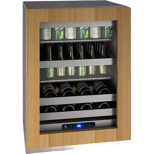 24-inch beverage center with reversible hinge and bamboo panel front for kitchen and beverage storage in Appliances collection