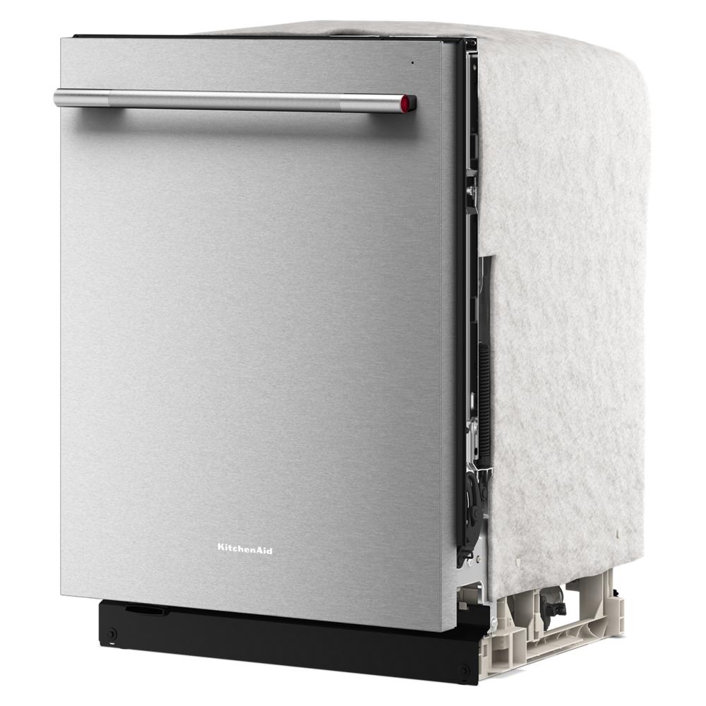 stainless steel built-in dishwasher with towel bar handle from KitchenAid appliances and kitchenware collection