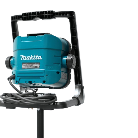 Makita work light with adjustable frame and corded power option for bright illumination in home improvement and tool collections