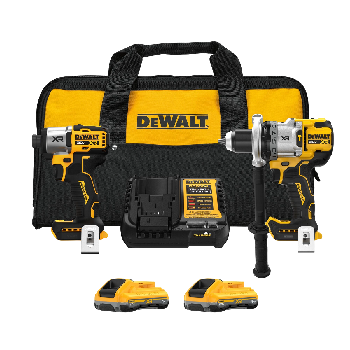 DEWALT 20V MAX* XR® 3-Speed Hammer Drill & Impact 2-Tool Combo Kit w/XR POWERPACK™ Batteries