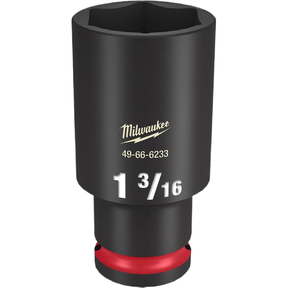1-3/16 inch deep impact socket with 6-point design and red ring for hand tools and woodworking collections under $50