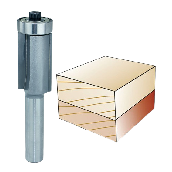 Carbide-tipped flush trim router bit with bearing for precise woodworking in tool accessories and power tool collections