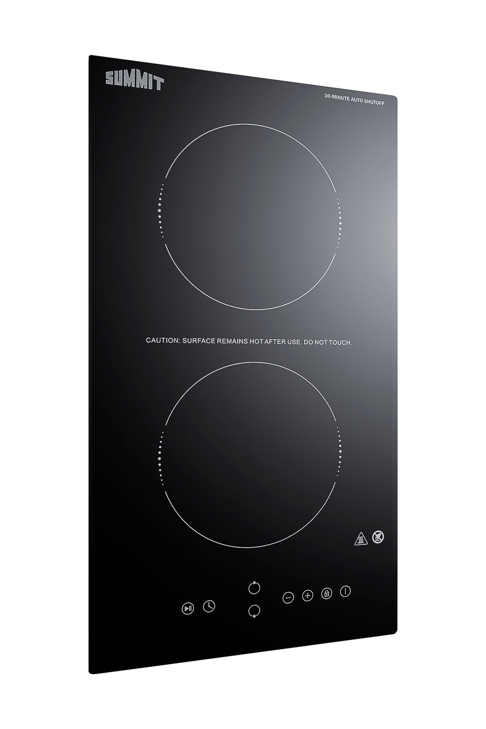 Black radiant cooktop with two burners, digital touch controls, and safety shutoff for home improvement kitchens and cooktops collection