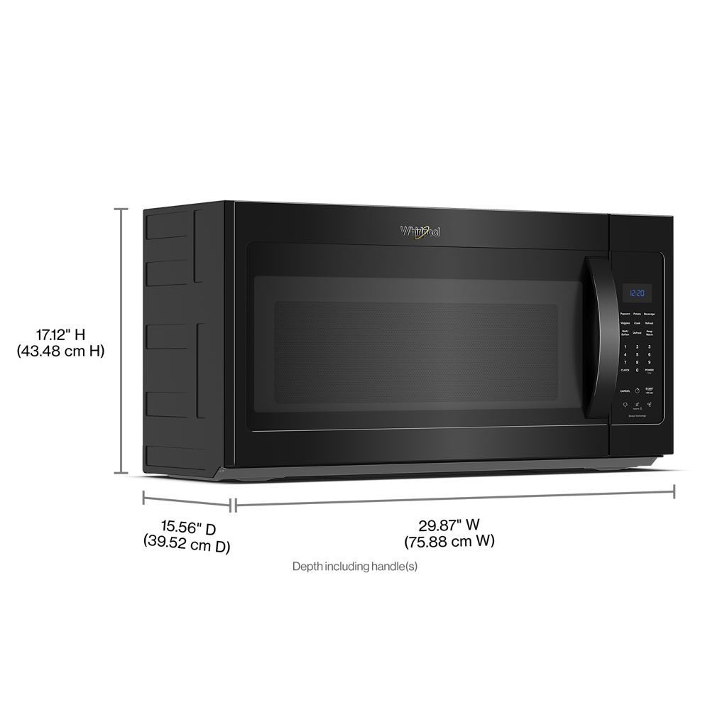 Black over-the-range microwave with digital controls and sensor cooking in kitchen appliance and home improvement collections