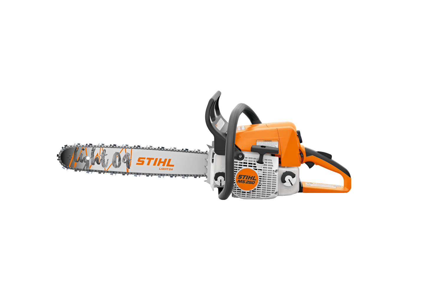 Orange and gray high-performance compact gas chainsaw with 18-inch bar designed for efficient home improvement tasks