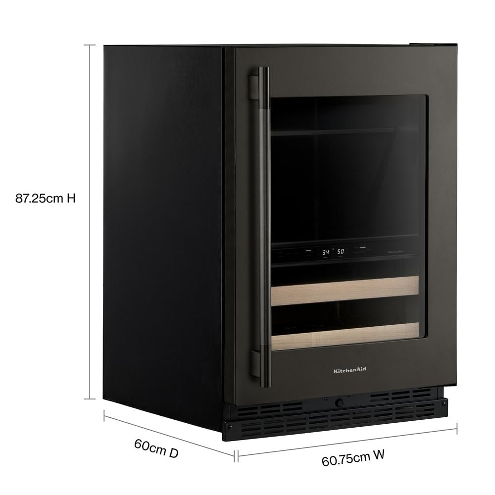 4.8 Cu. Ft. 24-Inch Beverage Center with 14-Wine Bottle Capacity and Wood-Front Racks in Black Ore
