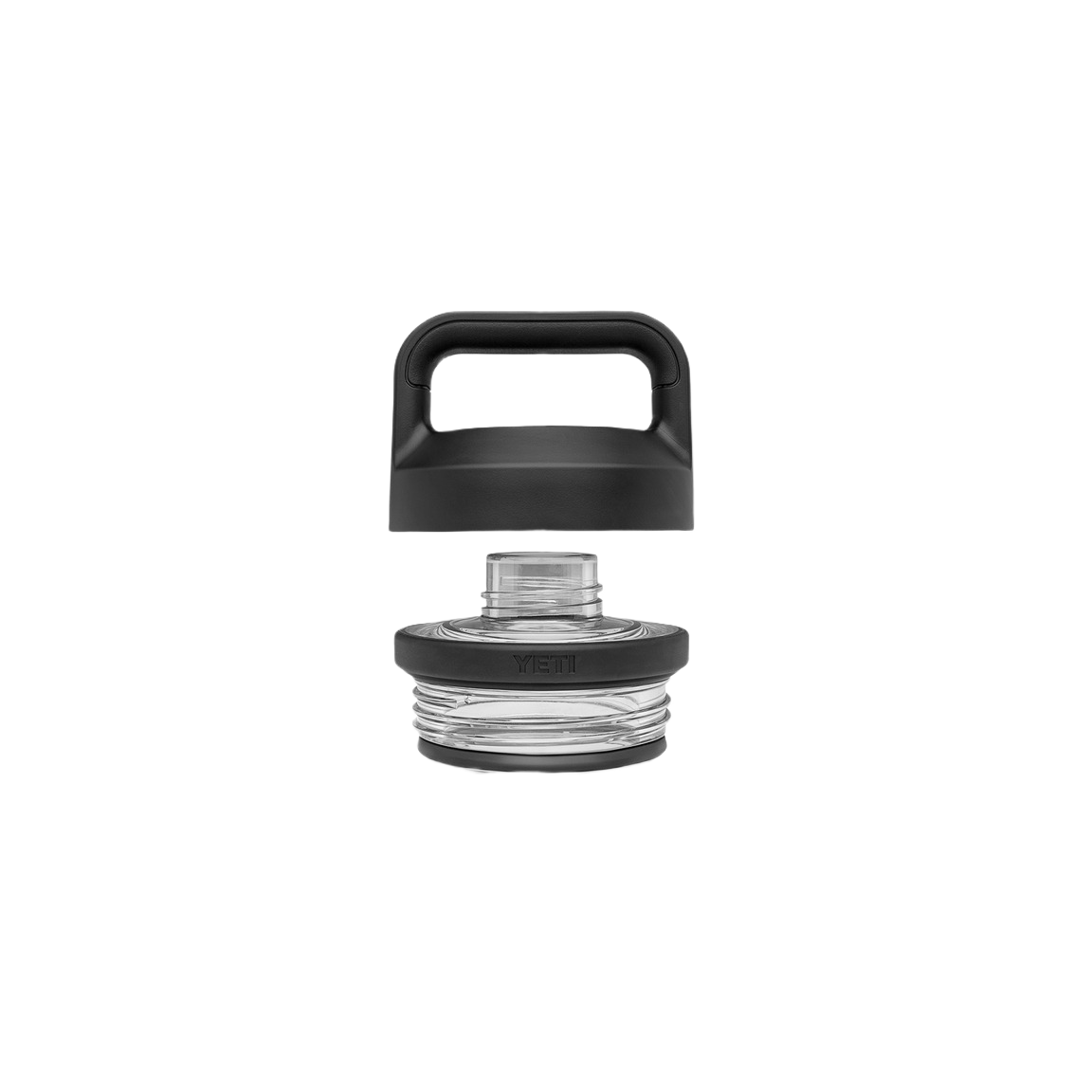 Black and clear sturdy bottle chug cap with handle designed for durable outdoor and home use