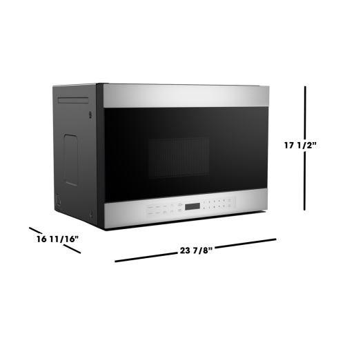 Stainless steel and black glass over-the-range microwave with digital controls for kitchen appliances and home improvement