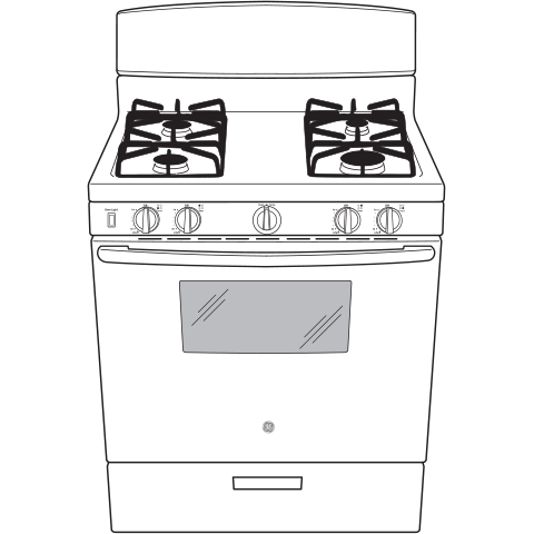 GE® 30" Free-Standing Front Control Gas Range