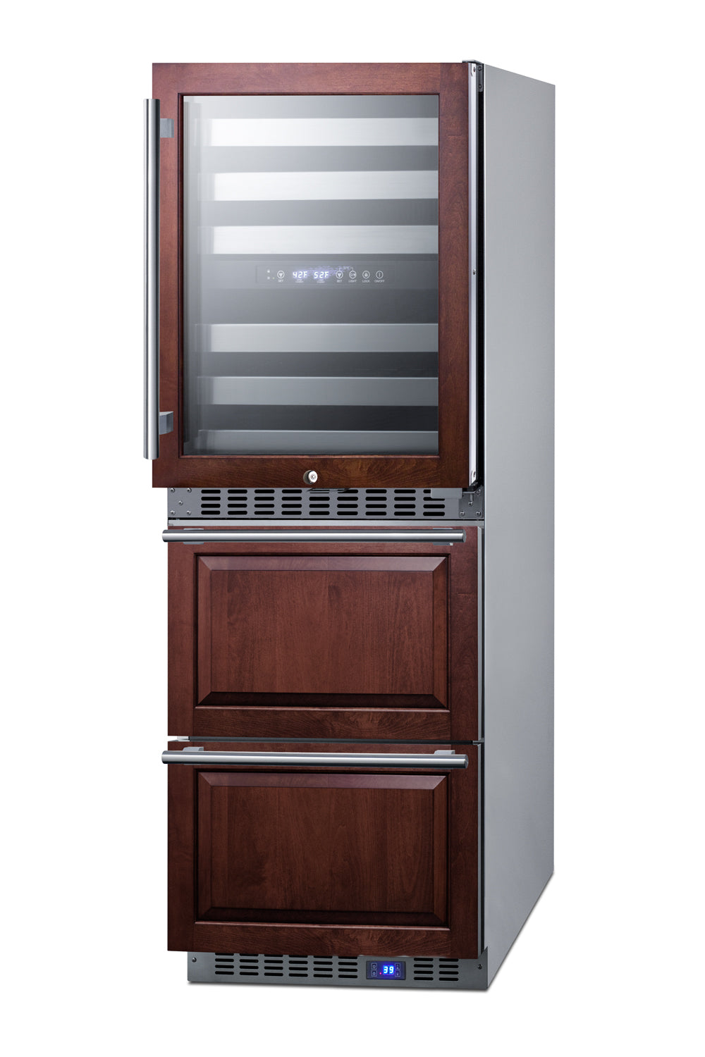 24" Wide Combination Dual-Zone Wine Cellar and 2-Drawer All-Refrigerator (Panels Not Included)