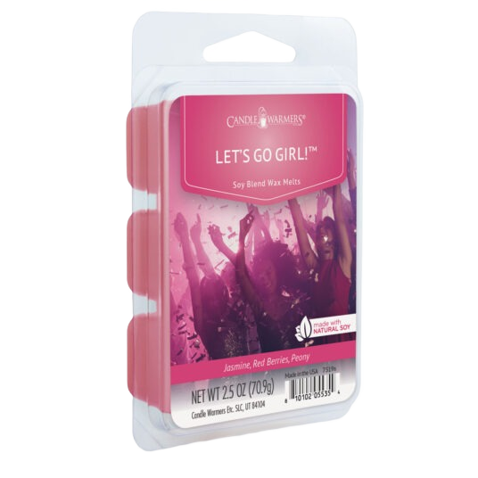 Pink soy wax melt pack with jasmine, red berries, and peony scent for home fragrance and comfort
