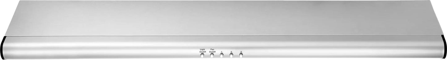 36-inch stainless steel overhead range hood with dishwasher-safe filter for kitchen and range hood collections