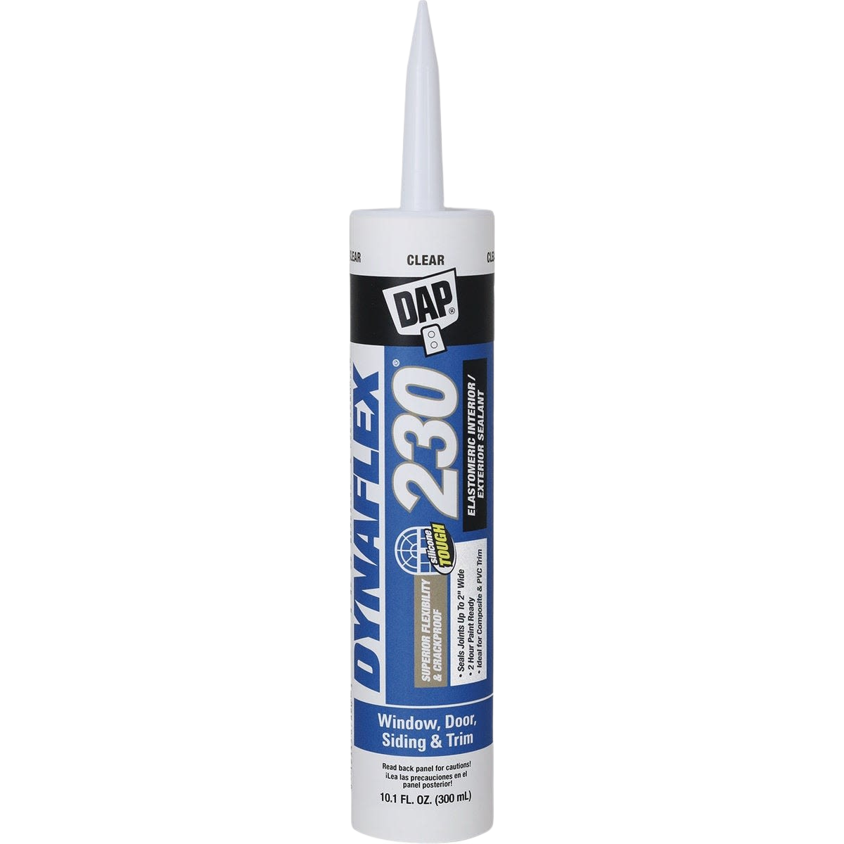 Clear waterproof sealant tube for home improvement projects on windows, doors, siding, and trim applications