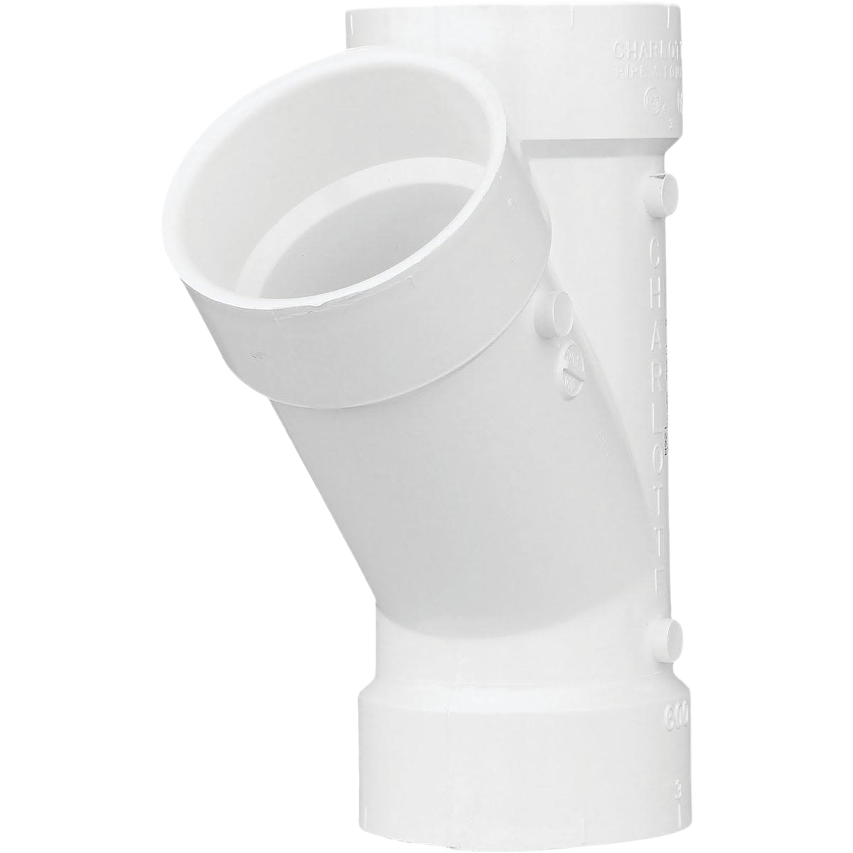 White PVC hub wye fitting for drain, waste, and vent plumbing in pipes and fittings collection under $50