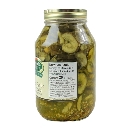 Glass jar of Hartville Kitchen Sweet Garlic Dill Pickles, 32 oz. from Fruits & Vegetables and Preserved Goods collections