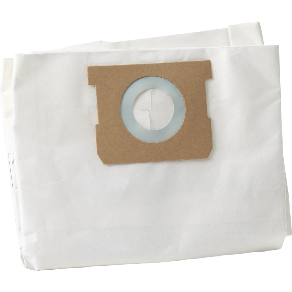 Set of three white filter vacuum bags with reinforced cardboard collar for 8 to 10 gallon shop vacuums in tools and home improvement use