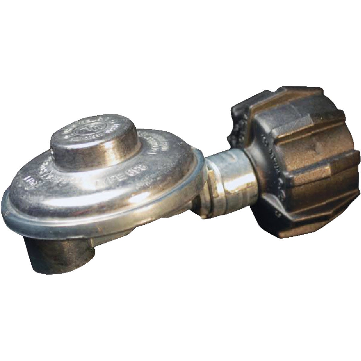 90 degree angle low pressure propane regulator with metal body and black plastic adjustment knob in home improvement tools collection