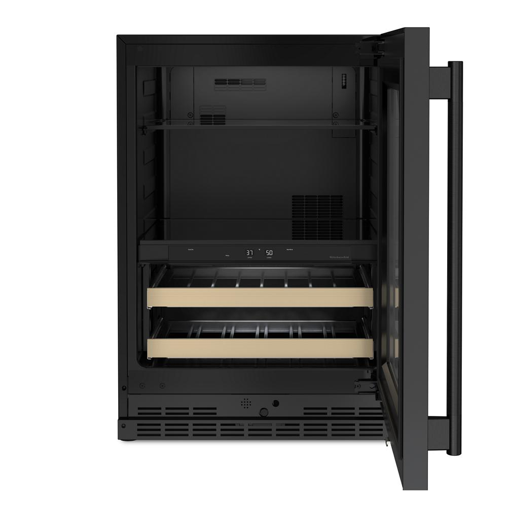 24" Beverage Center with Glass Door and Wood-Front Racks