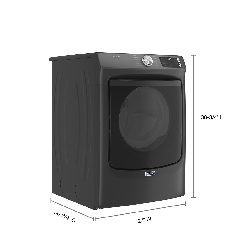 Matte black front load electric dryer with digital controls and quick dry cycle, part of home appliance dryers collection