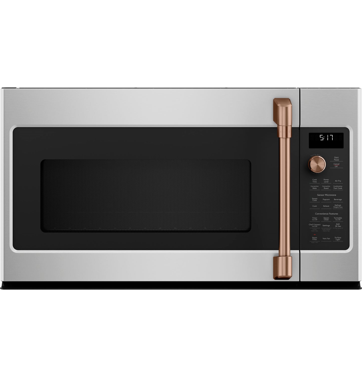 Over-the-range convection microwave oven with stainless steel and bronze handle in kitchen appliances collection