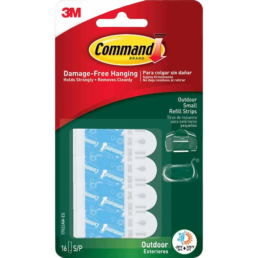 3M Command Outdoor small foam strips refill pack with 16 adhesive strips for damage-free hanging in hardware and fasteners collections
