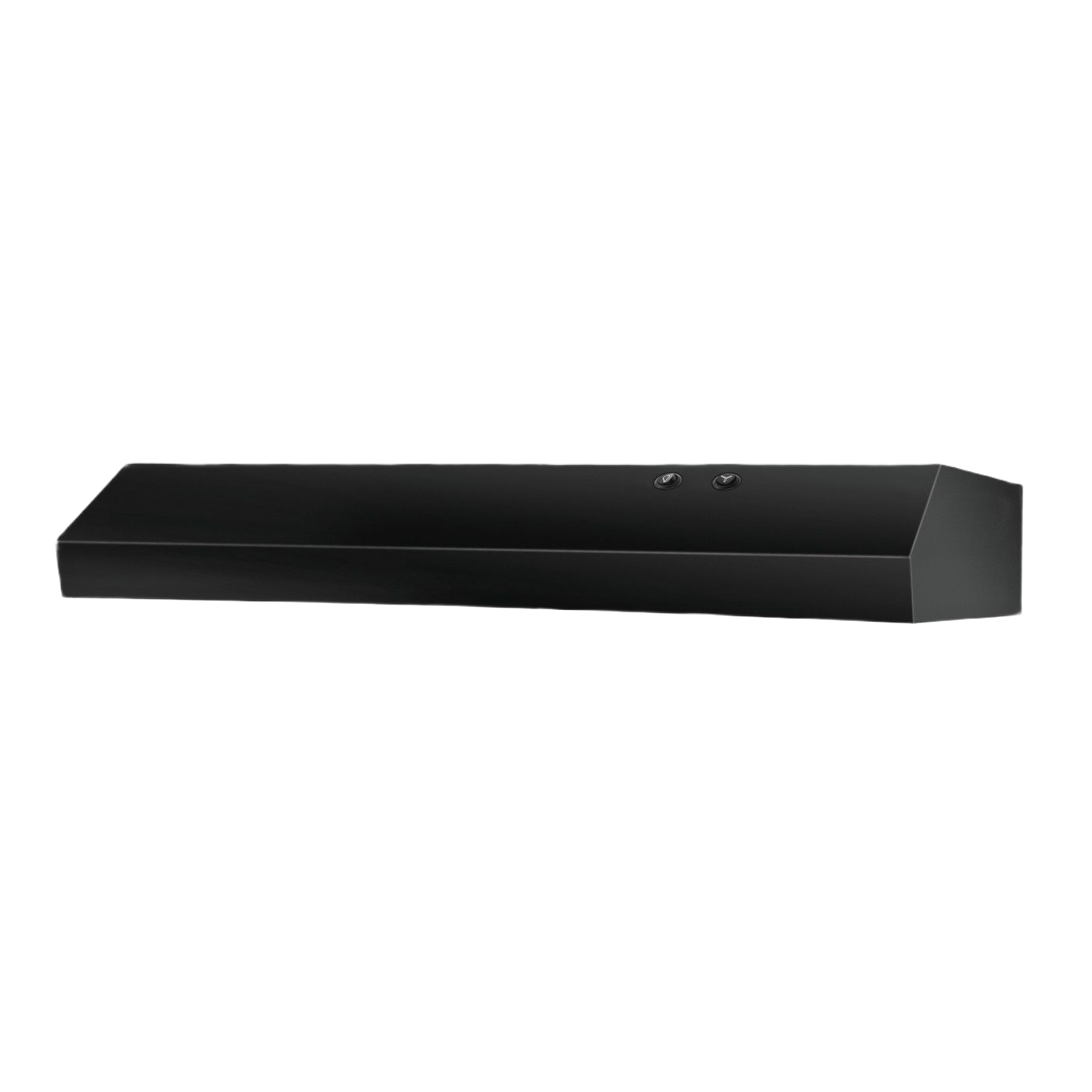 Matte black 30-inch overhead range hood with two speed fan controls in Over the Range Hoods and Appliances collections