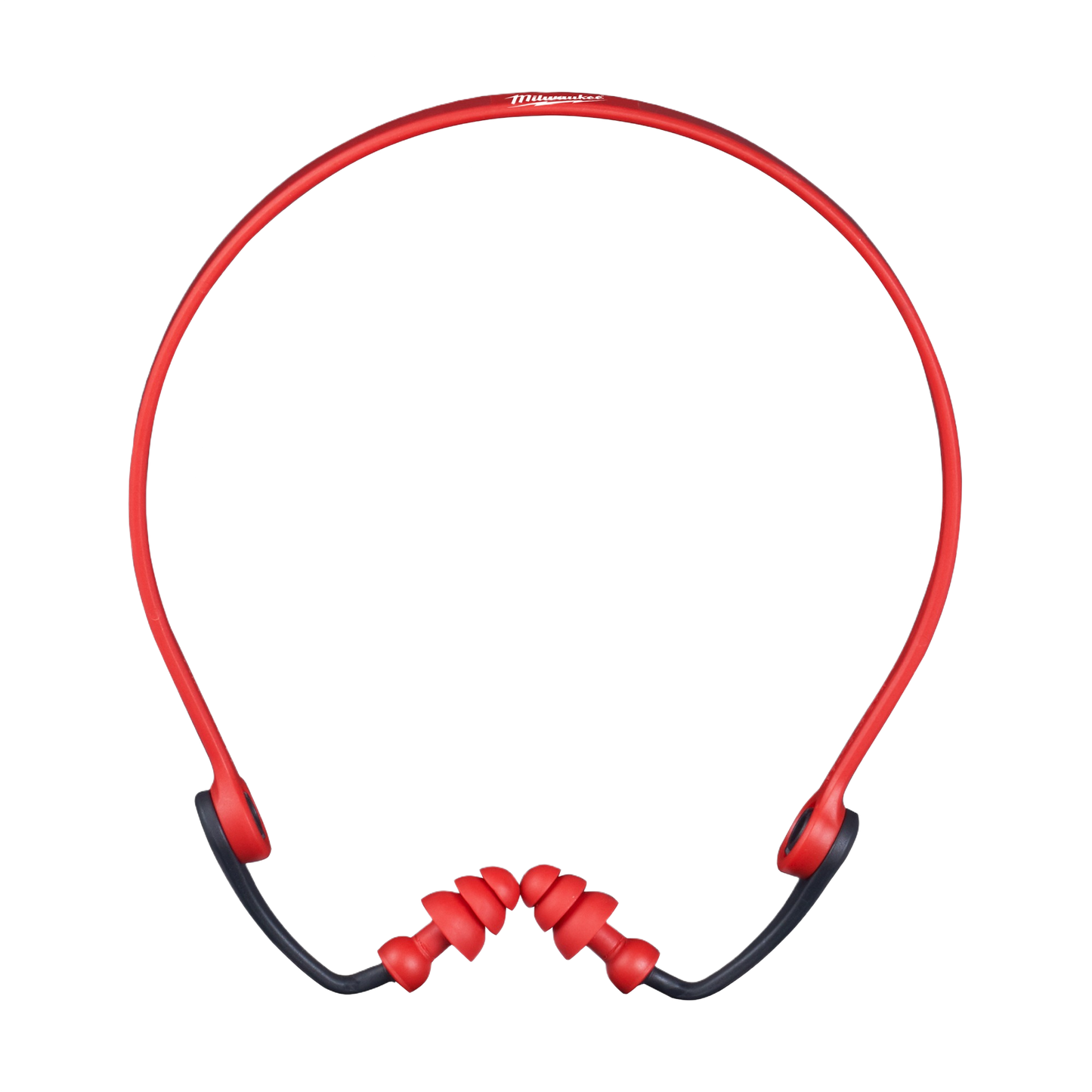Red flexible band ear plugs with triple flange tips for durable hearing protection during tools and home improvement tasks