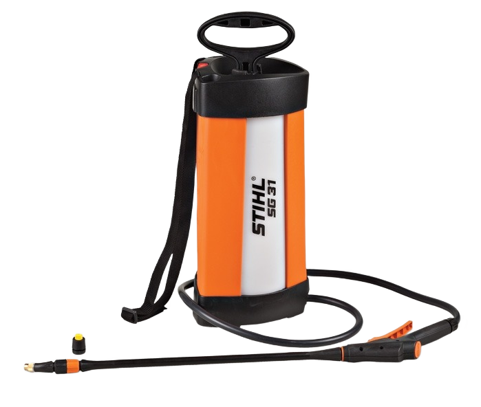 Portable orange and white garden sprayer with pump handle and adjustable nozzle for lawn and plant care under $100 tools
