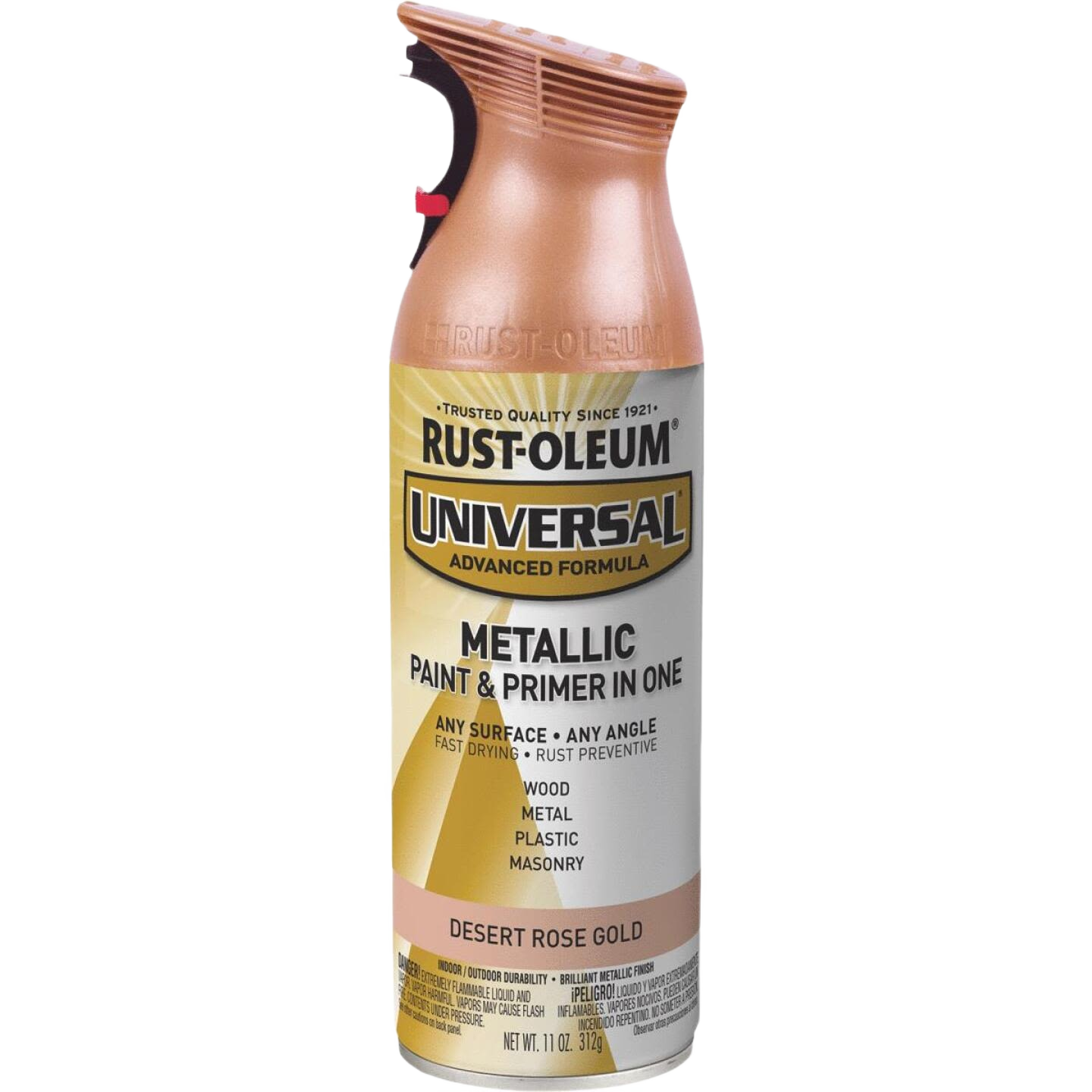 Rust-Oleum Universal metallic spray paint in Desert Rose Gold color for home improvement projects under $50 collection