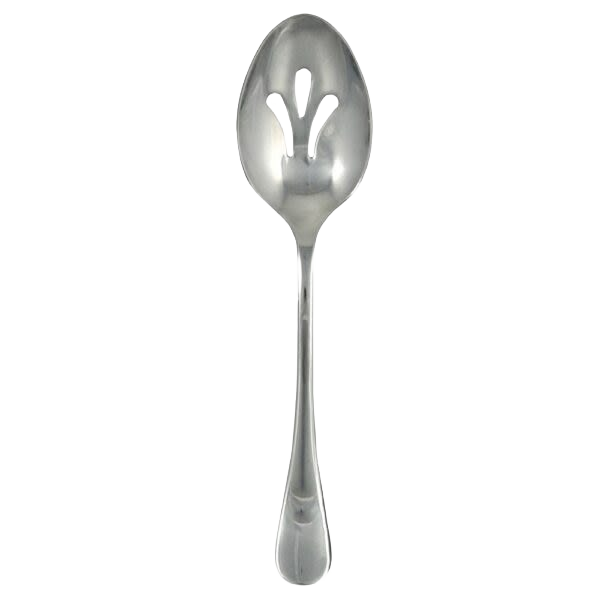 Stamped stainless steel pierced serving spoon with elegant ginkgo leaf design for stylish kitchenware and serveware collections