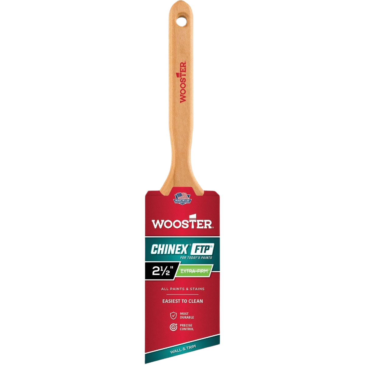 Wooster angled sash brush with wooden handle and durable Chinex FTP bristles for precise painting in home improvement tools