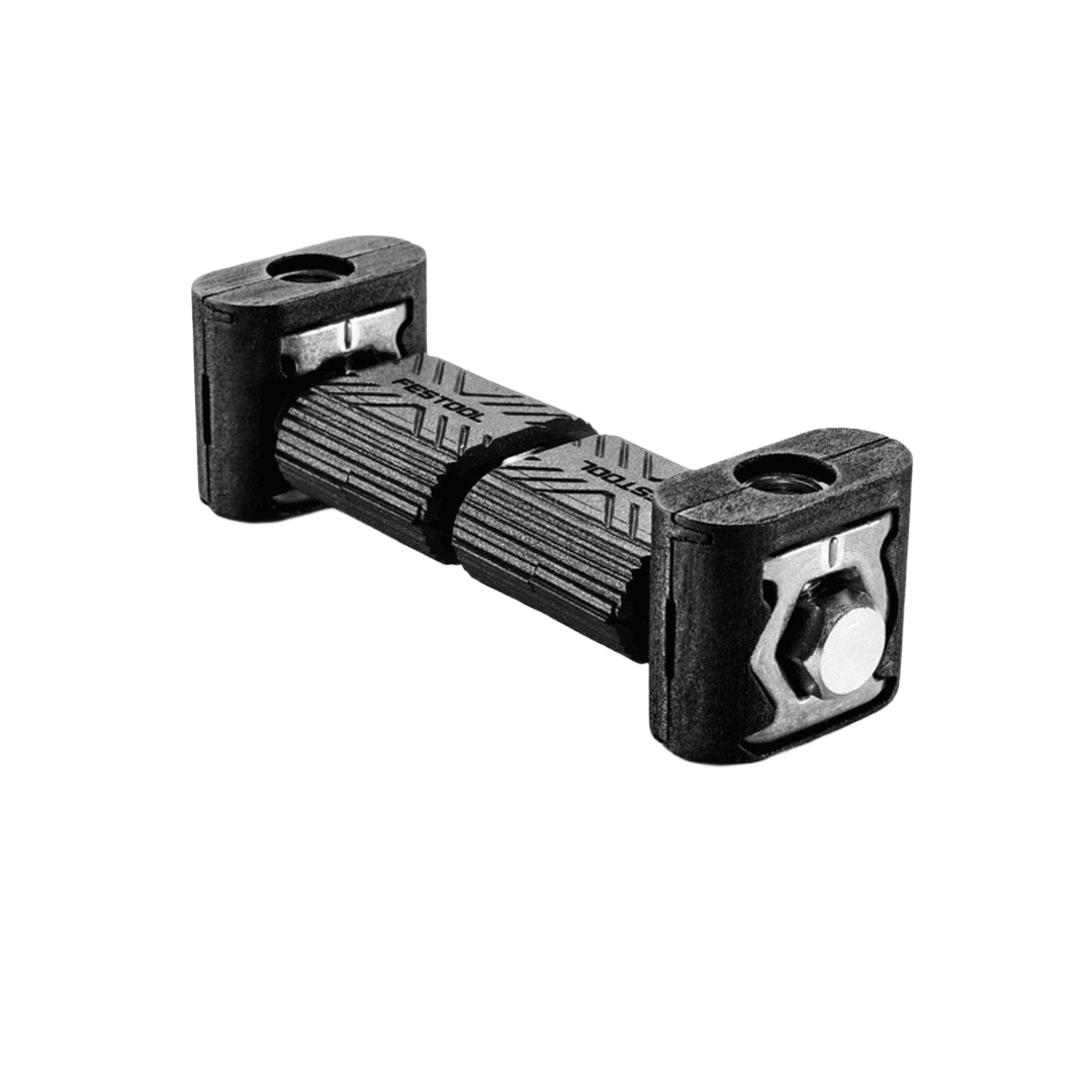Compact plastic and metal corner connector for woodworking tools and power tool accessories collection