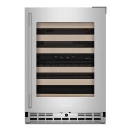 24-Inch Undercounter Wine Cellar with Right Door Swing and 46-Bottle Capacity with Wood-Front Racks in PrintShield® Stainless Steel