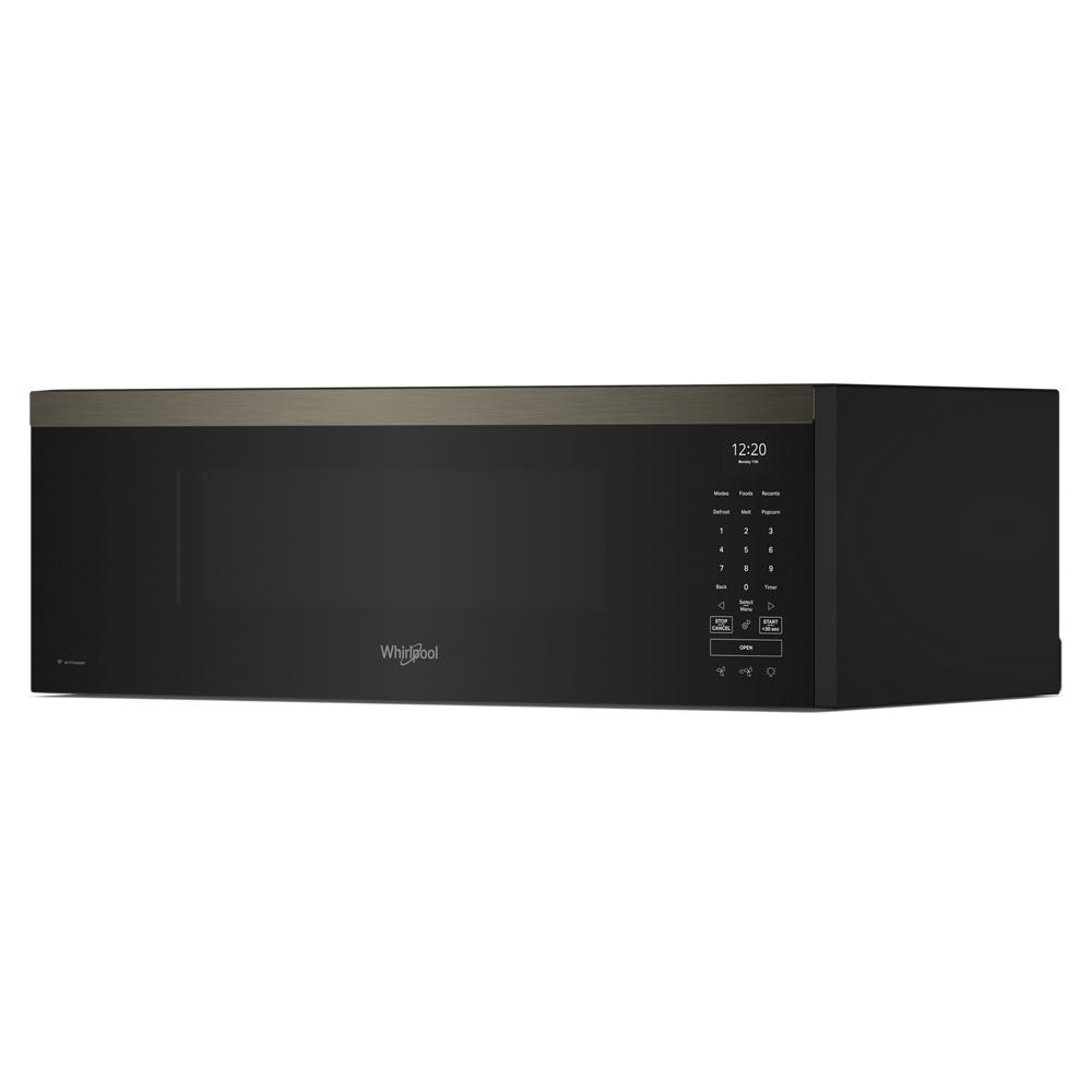 Black smart low profile over-the-range microwave with digital touch controls in kitchen appliances at Hartville Hardware