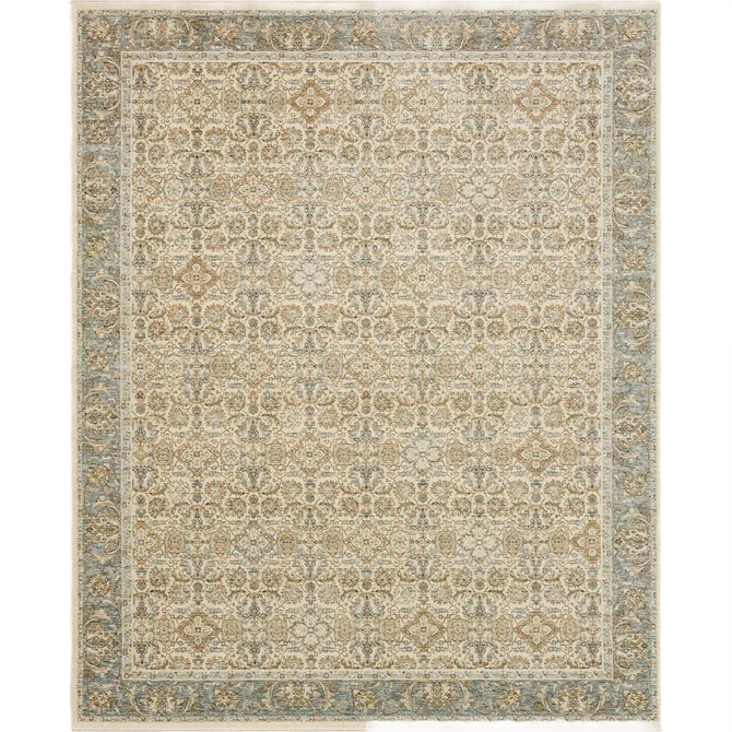 Vintage-style grey area rug with intricate floral and geometric patterns for home decor and improvement