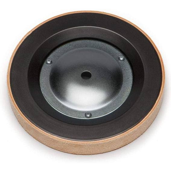 Leather honing wheel with metal center plate for precision sharpening in home improvement tools usage