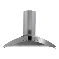 Stainless steel island vent hood with curved canopy and digital controls from Range Hoods and Kitchen & Kitchenware collections