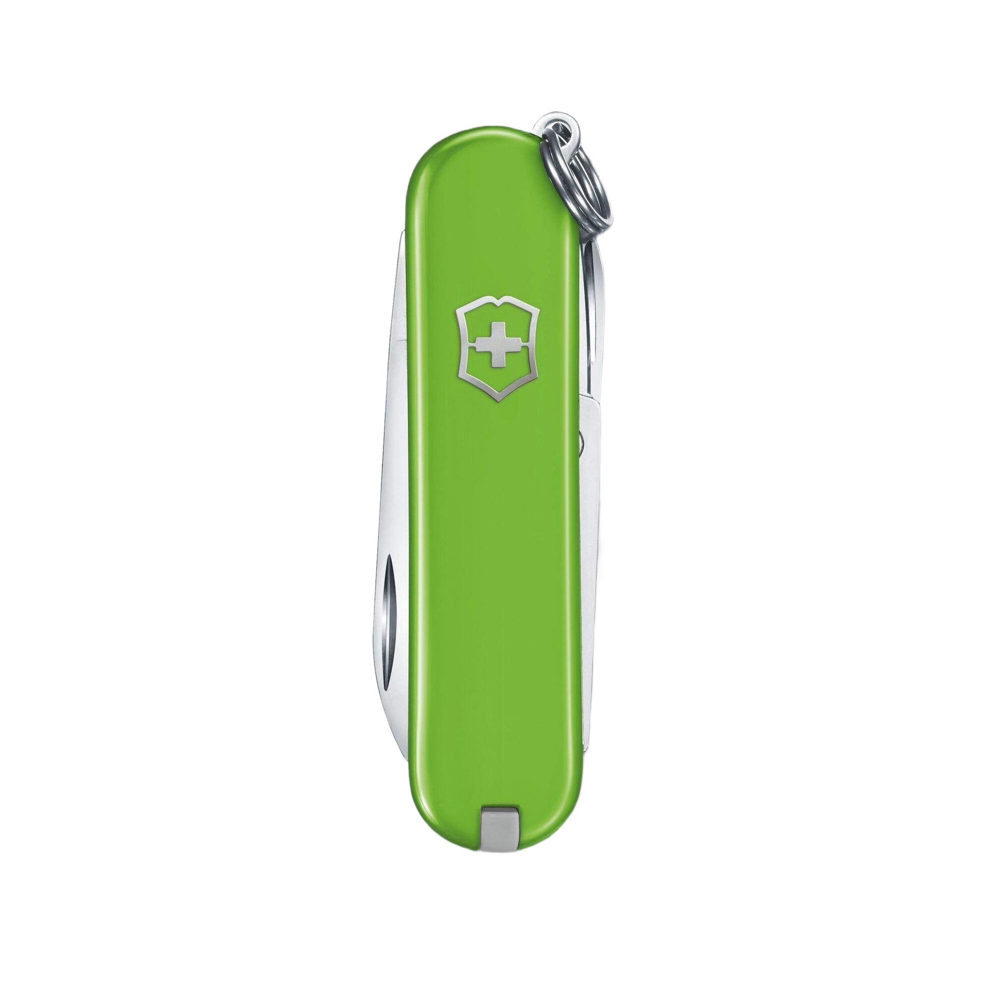 Compact Swiss Army multi-tool pocket knife in smashed avocado green for cutting and household tasks collections