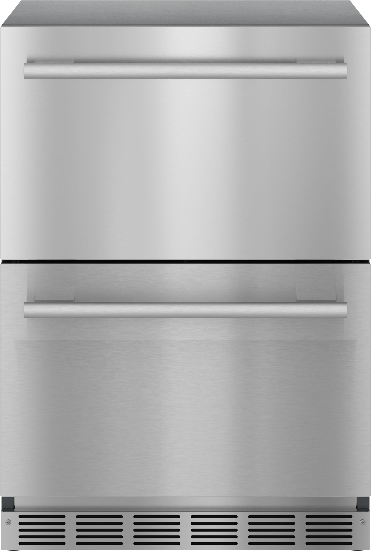 Stainless steel under counter double drawer refrigerator with sleek horizontal handles from Thermador Appliances collection at Hartville Hardware